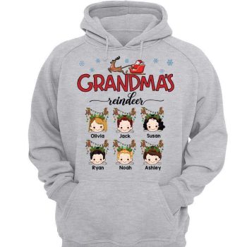 Grandmas Little Reindeer Personalized Hoodie Sweatshirt